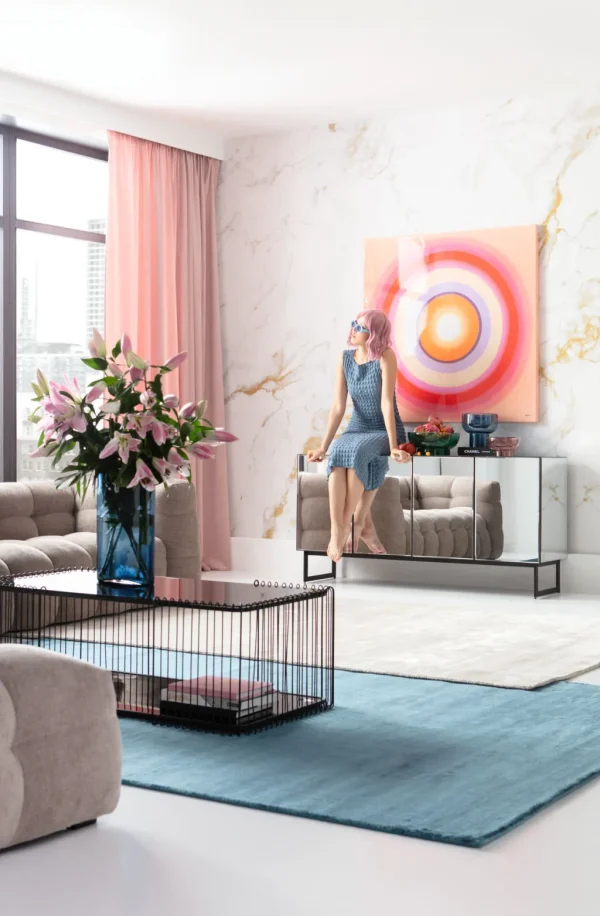 Taulut | Olohuone>KARE Design Tendency Circle Pink Canvas Taulu 120x120cm