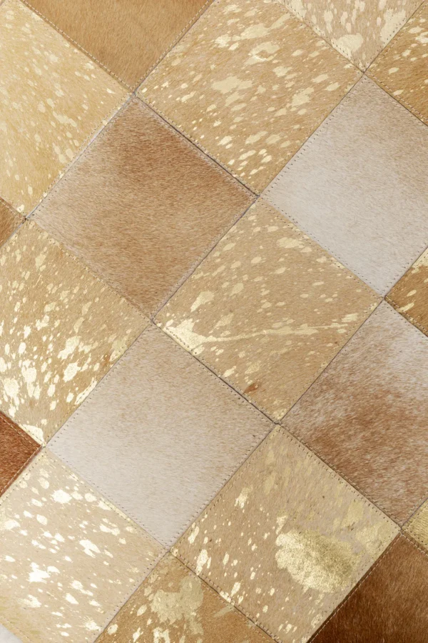 Matot>KARE Design Vegas Matto, Lehmännahkaa, Beige/kulta 170x240cm