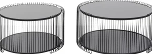 Sohvapöydät | Olohuone>KARE Design Wire Double Black Sohvapöytä Lasia Ja Metallia Musta (2/Setti)