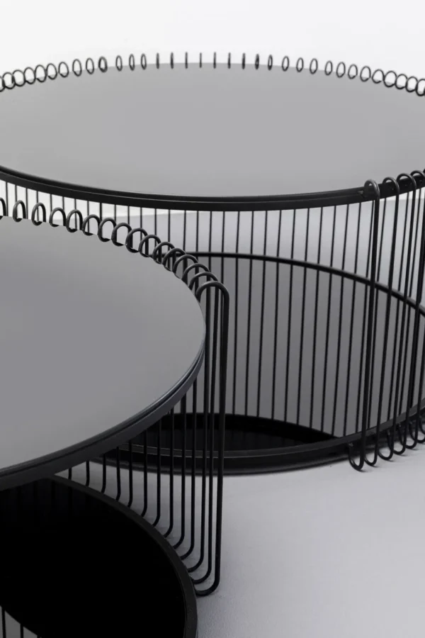 Sohvapöydät | Olohuone>KARE Design Wire Double Black Sohvapöytä Lasia Ja Metallia Musta (2/Setti)