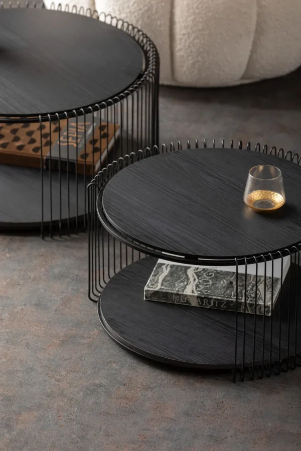Sohvapöydät>KARE Design Wire Double Black Wood Sohvapöytä Musta (2/Setti)