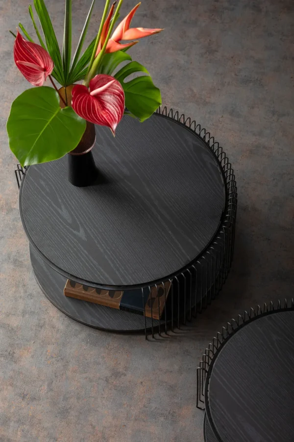Sohvapöydät>KARE Design Wire Double Black Wood Sohvapöytä Musta (2/Setti)