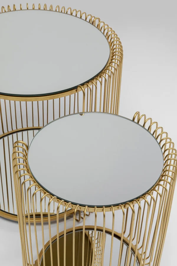 Sohvapöydät | Olohuone>KARE Design Wire Double Sivupöytä, Messinki (2/Setti)