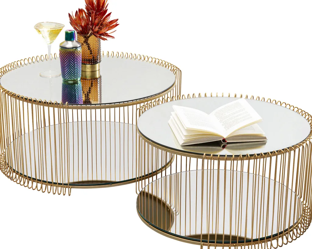 wire_double_sohvapyt_messinki_setti_2.webp Sohvapöydät | Olohuone>KARE Design Wire Double Sohvapöytä, Messinki (2/Setti)