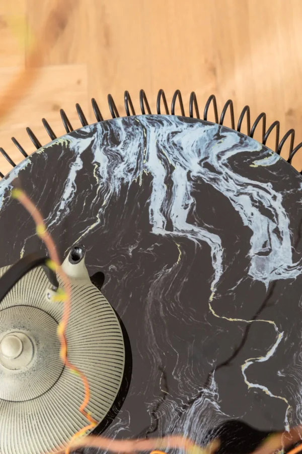 Sohvapöydät | Olohuone>KARE Design Wire Glass Marble Sohvapöytä - Marmorilasi, Musta (2/Setti)