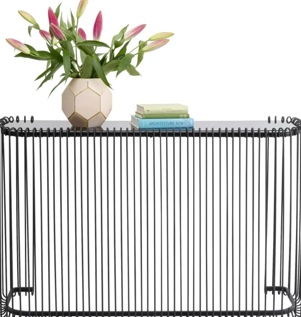 Konsolipöydät Ja Sivupöydät>KARE Design Wire Konsolipöytä - Lasi, Musta 142x89cm