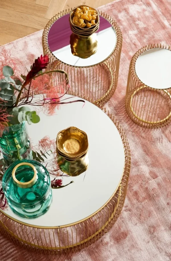 Sohvapöydät | Olohuone>KARE Design Wire Sivupöytä, Messinki (2/Setti)