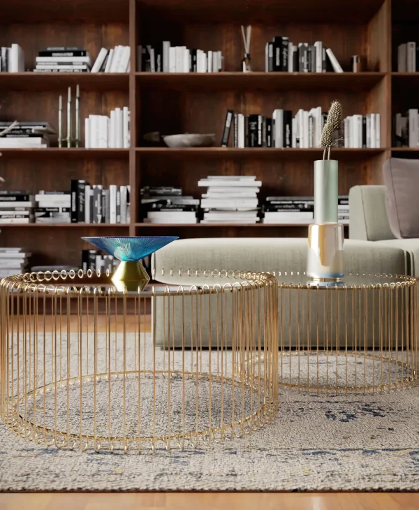 Sohvapöydät | Olohuone>KARE Design Wire Sohvapöytä, Messinki (2/Setti)