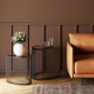 Sohvapöydät | Olohuone>KARE Design Wire Triangle Sivupöytä, Musta (2/Setti)